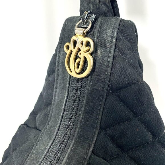 VERA BRADLEY Black Quilted Gold Color Metal Handbag Hobo Style Purse Tote - Picture 6 of 9